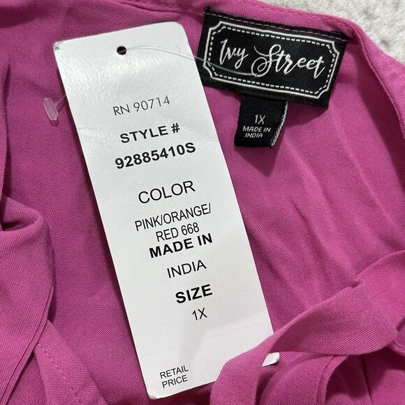 Ivy Street Women's Plus Size 1X Pink Colorful Tiered Maxi Sundress Sleeveless - Picture 3 of 16